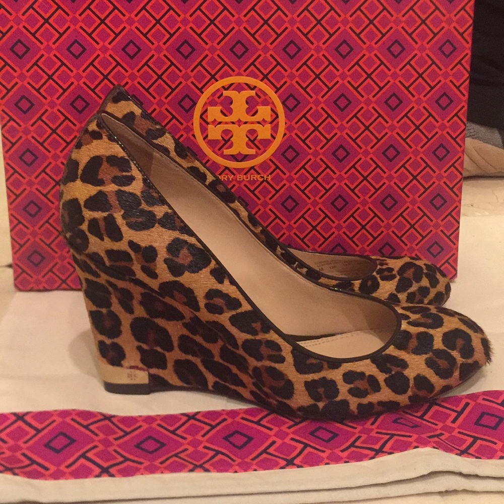Tory Burch Leopard Wedges
